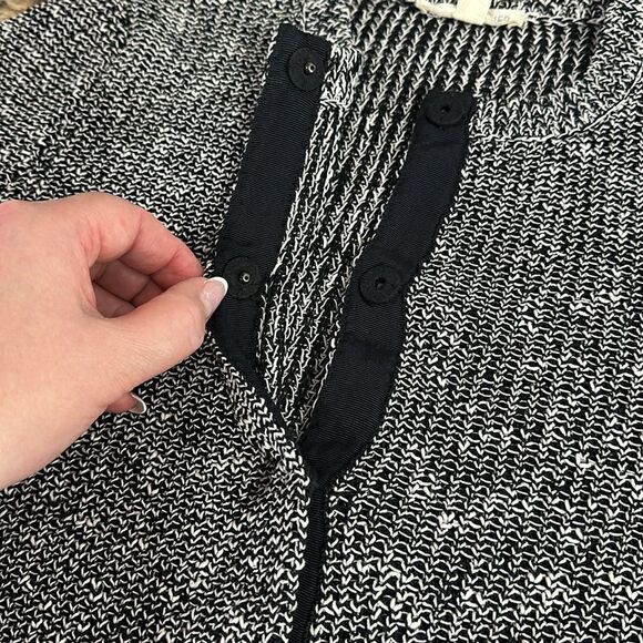 Eileen Fisher Organic Linen Blend Knit Cardigan Jacket Black White Size PS - Picture 6 of 9